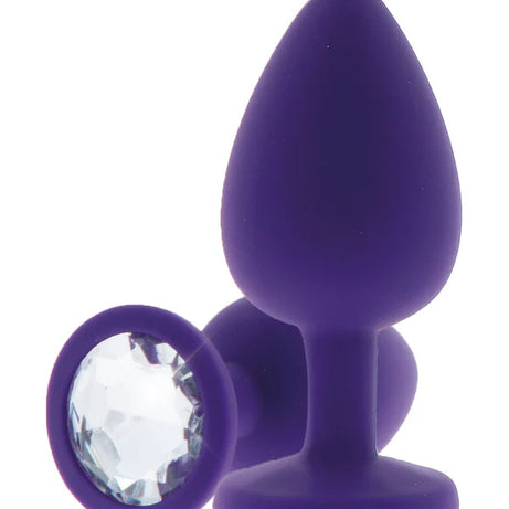 Plug Anale Con Diamante - Small, in Silicone Viola