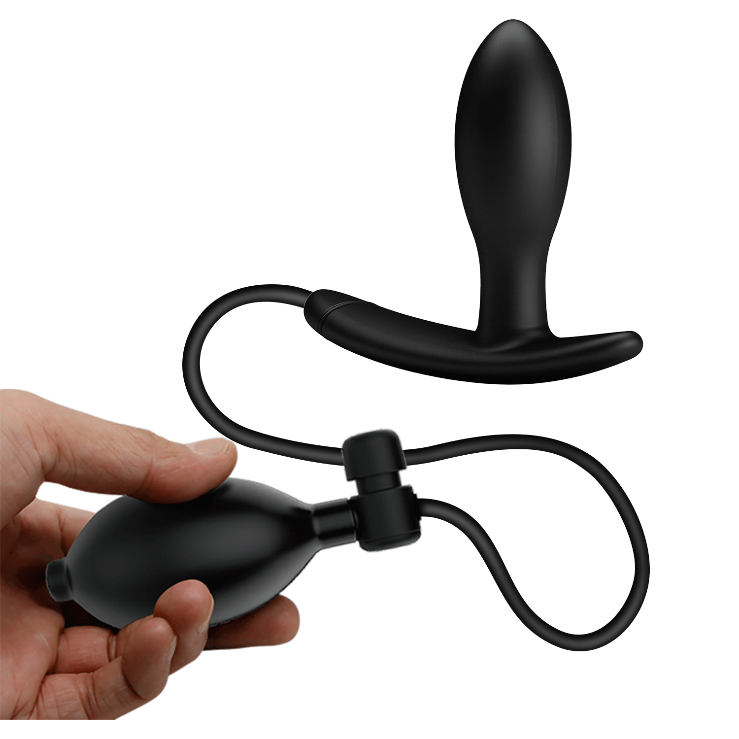 Aufblasbarer Analplug aus medizinischem Silikon – 7,8 cm, Schwarz