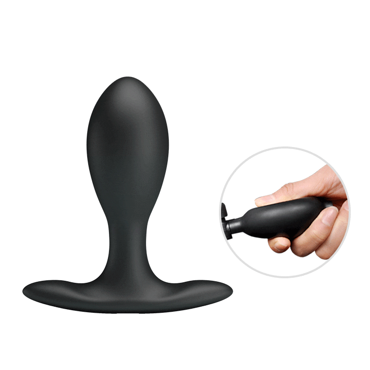 Inflatable Anal Plug in Medical Silicone - Black, 9 cm