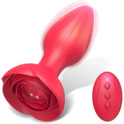 Plug Anale In Silicone Con Rosa e Telecomando Wireless - 100% Anallergico, Ricaricabile, Impermeabile