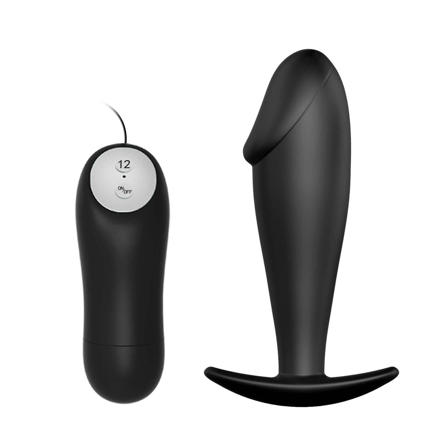 Plug Anale Vibrante Design con glande scolpito - 12 Modalità Di Vibrazione, Nero
