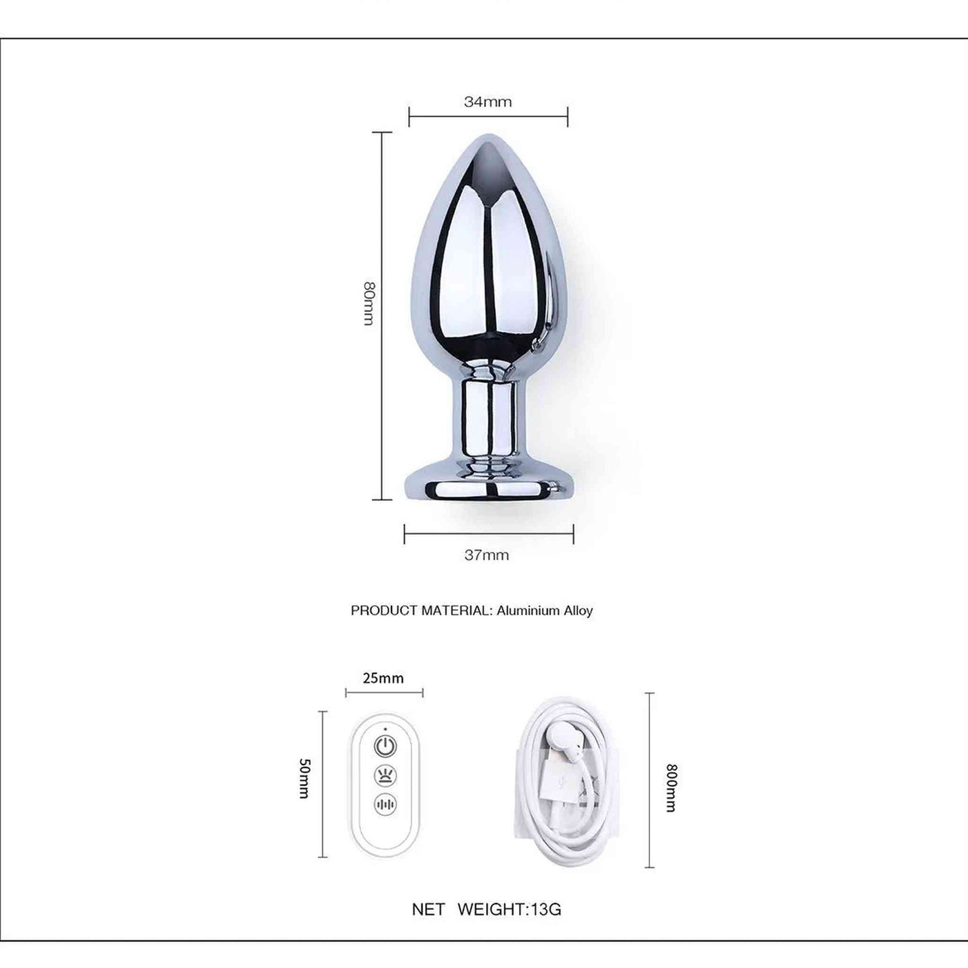 Plug Anale in Alluminio Con Luce LED Controllato da APP o Telecomando Wireless