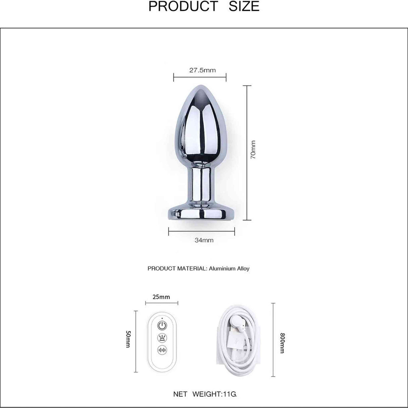 Plug Anale in Alluminio Con Luce LED Controllato da APP o Telecomando Wireless