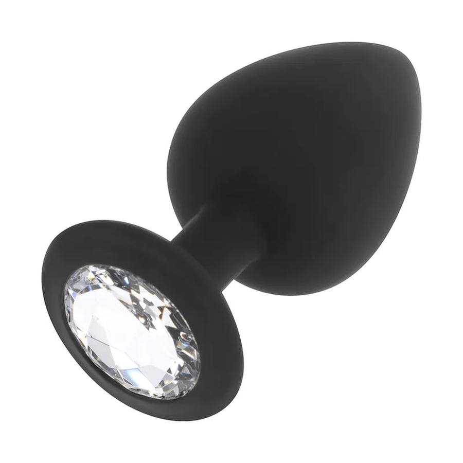 Silicone Butt Plug With White Diamond At The Base - Size M