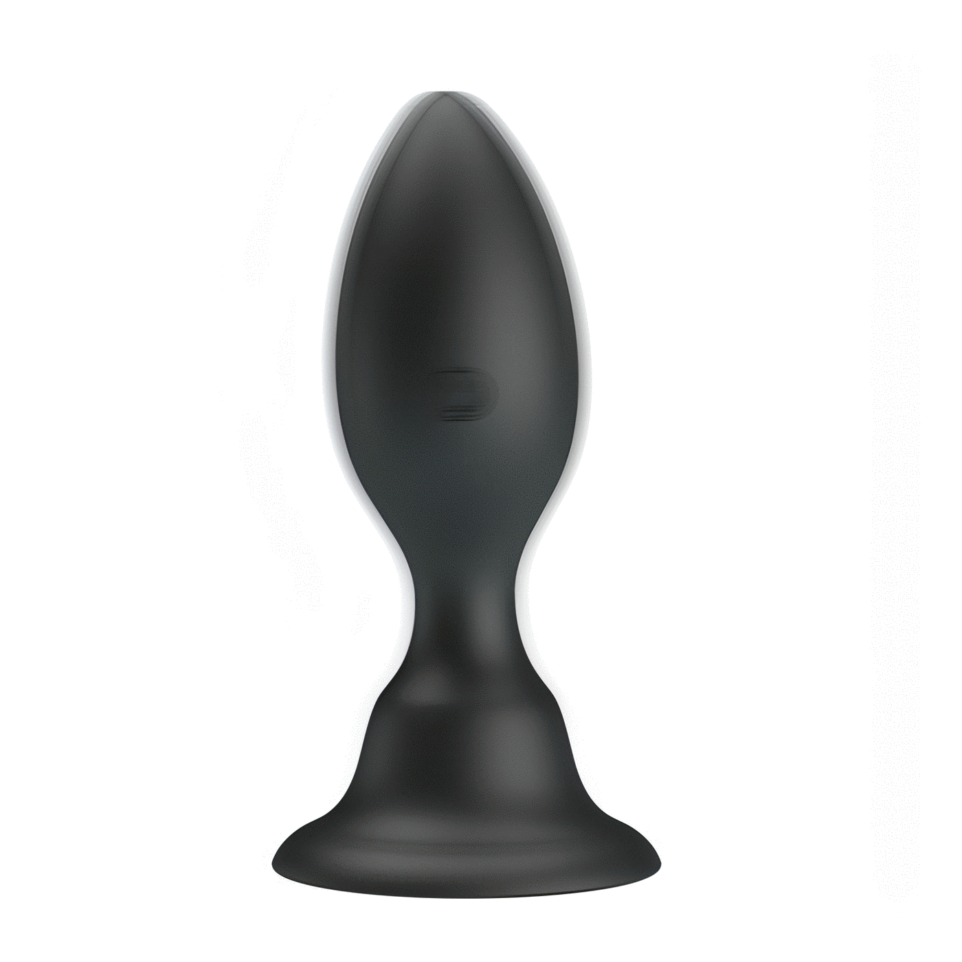 Plug anale nero in silicone forma ergonomica con logo inciso