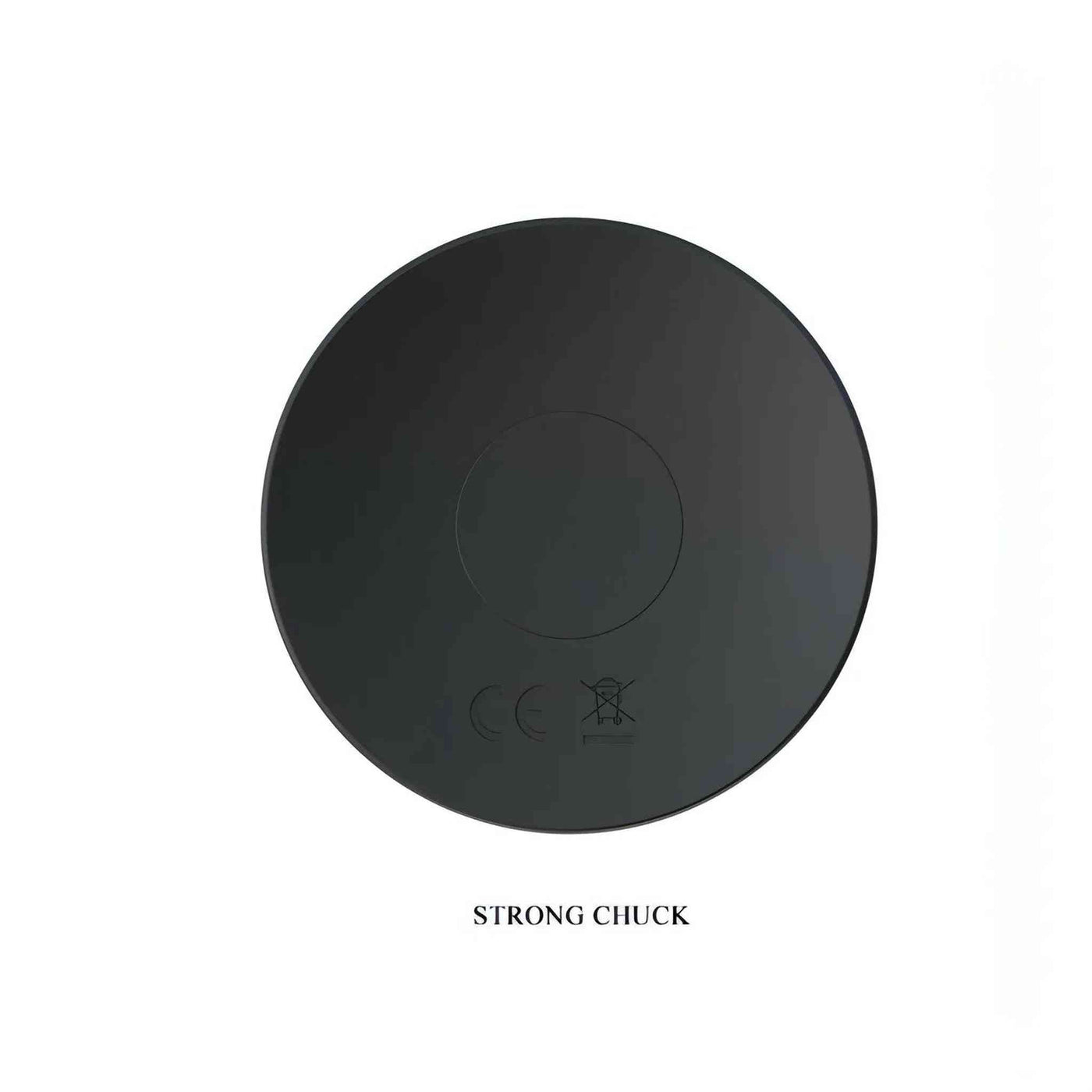 Base piatta del plug anale nero con zona di ricarica USB e simboli CE