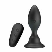 Plug anale gonfiabile e vibrante wireless con telecomando a distanza - Nero, silicone, 12 modalità di vibrazione