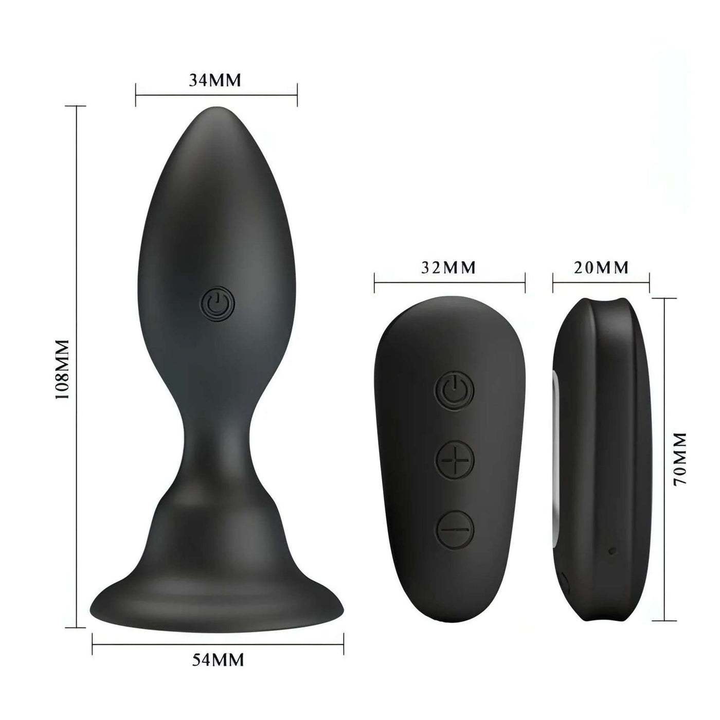 Plug anale gonfiabile e vibrante wireless con telecomando a distanza - Nero, silicone, 12 modalità di vibrazione