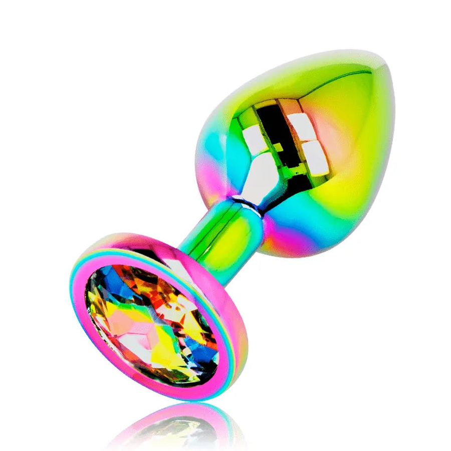 Iridescent Steel Anal Plug with Circular Diamond