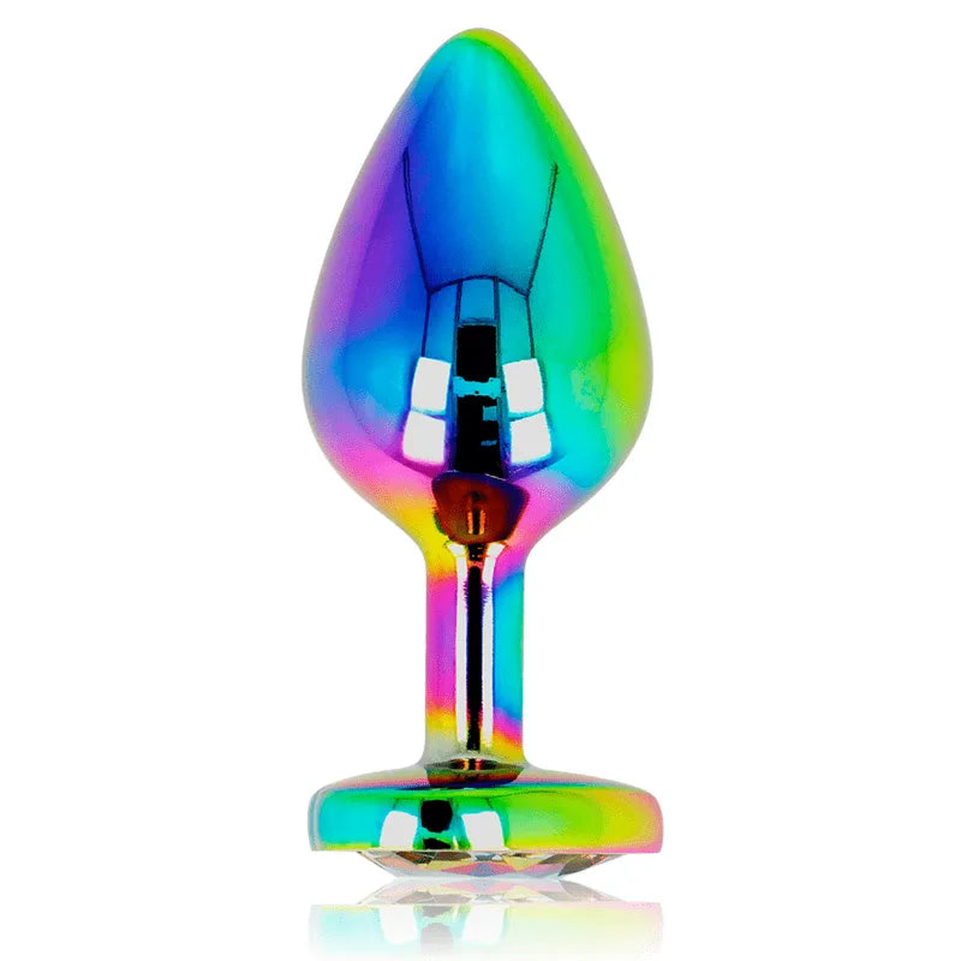 Plug anale acciaio finitura arcobaleno con diamante incastonato