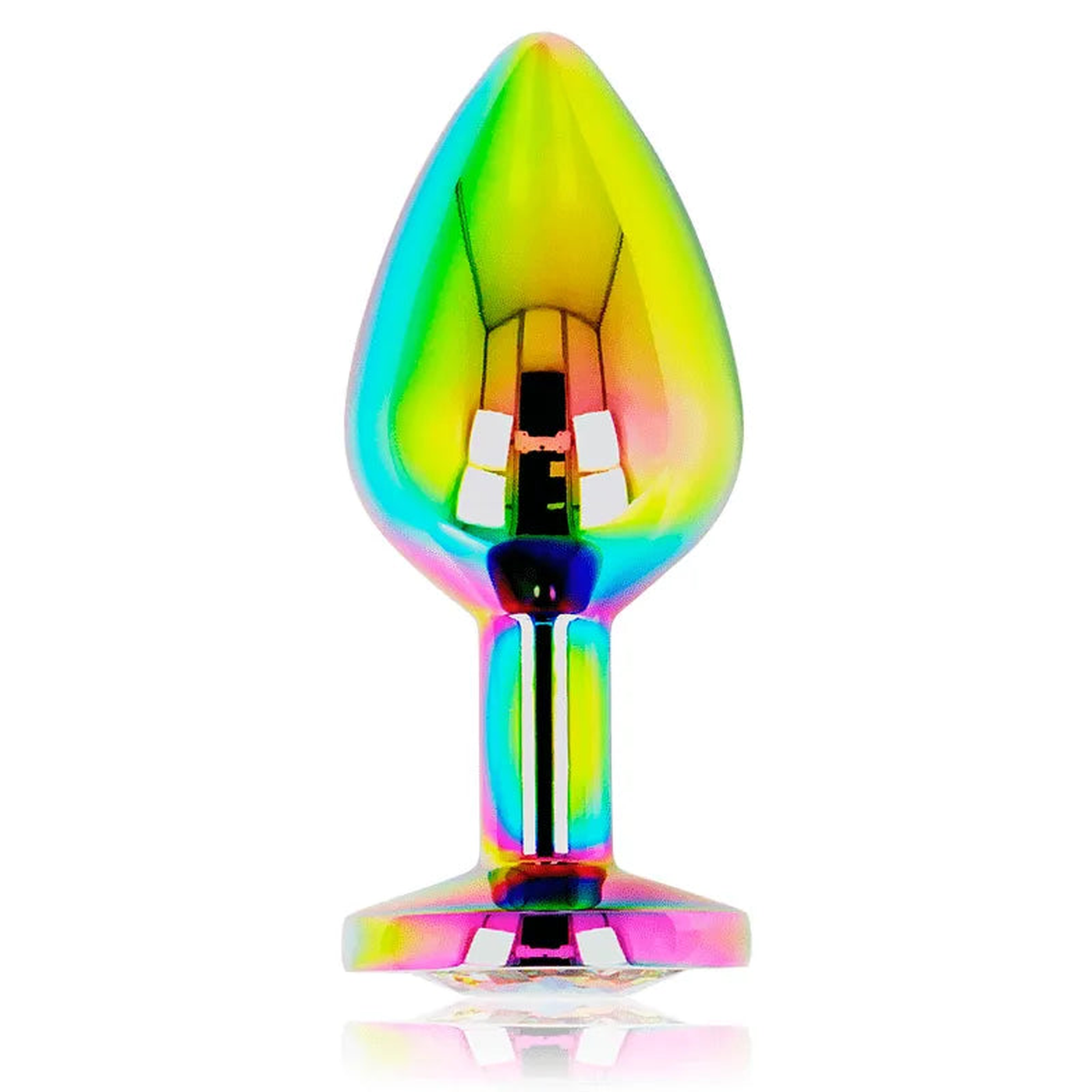 Plug anale in acciaio Iridescente con diamante circolare