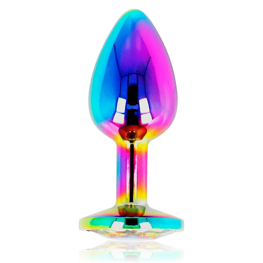 Iridescent Steel Anal Plug with Circular Diamond