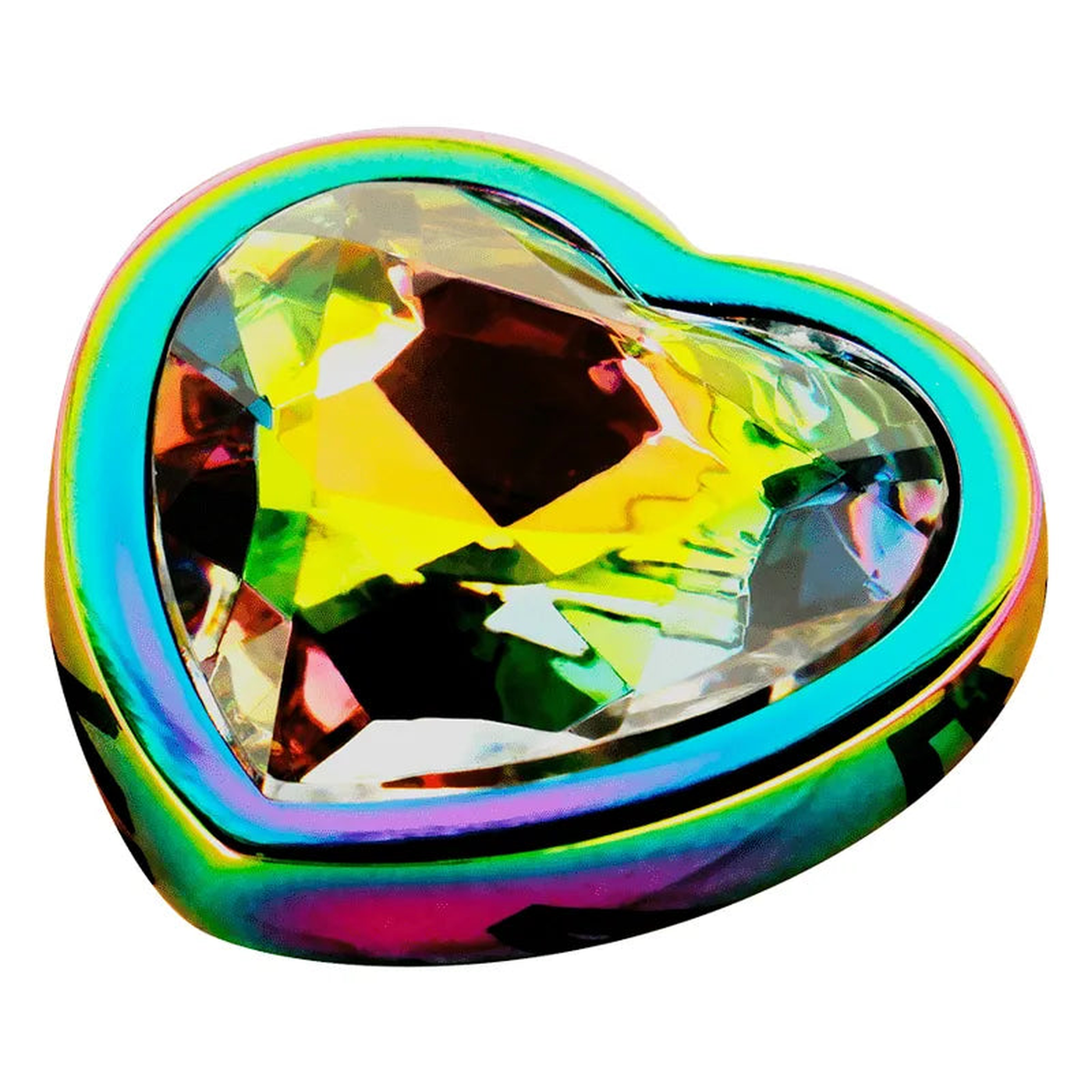 Plug anale in acciaio Iridescente con diamante a cuore