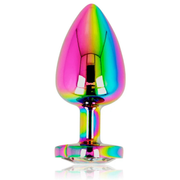 Plug anale in acciaio Iridescente con diamante a cuore