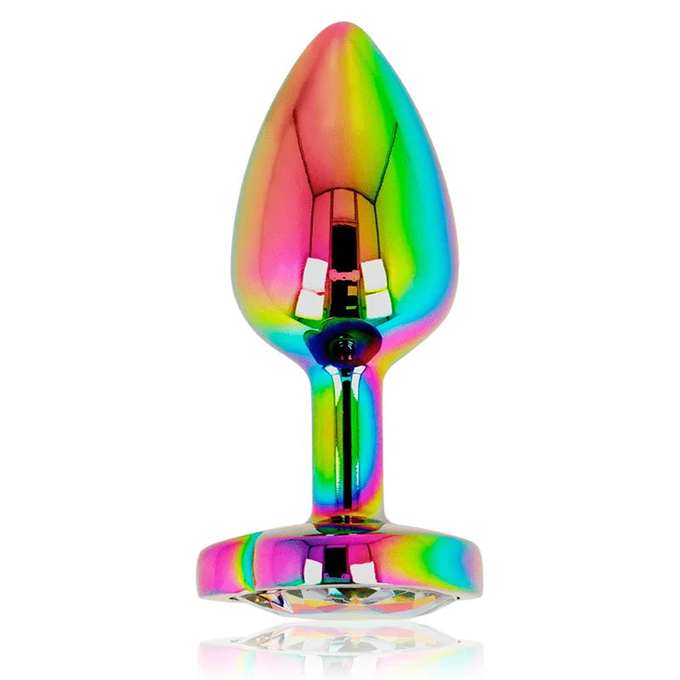 Plug anale in acciaio Iridescente con diamante a cuore