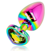 Plug anale in acciaio Iridescente con diamante a cuore