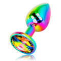 Iridescent Steel Anal Plug with Circular Diamond