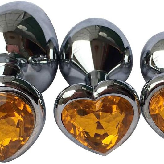 Plug anale in metallo con swarovsky a forma di cuore Arancione - GoEstasy