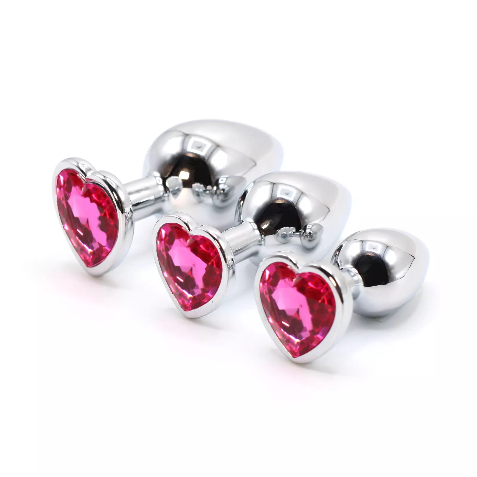 Plug anale in metallo con swarovsky a forma di cuore Fucsia - GoEstasy