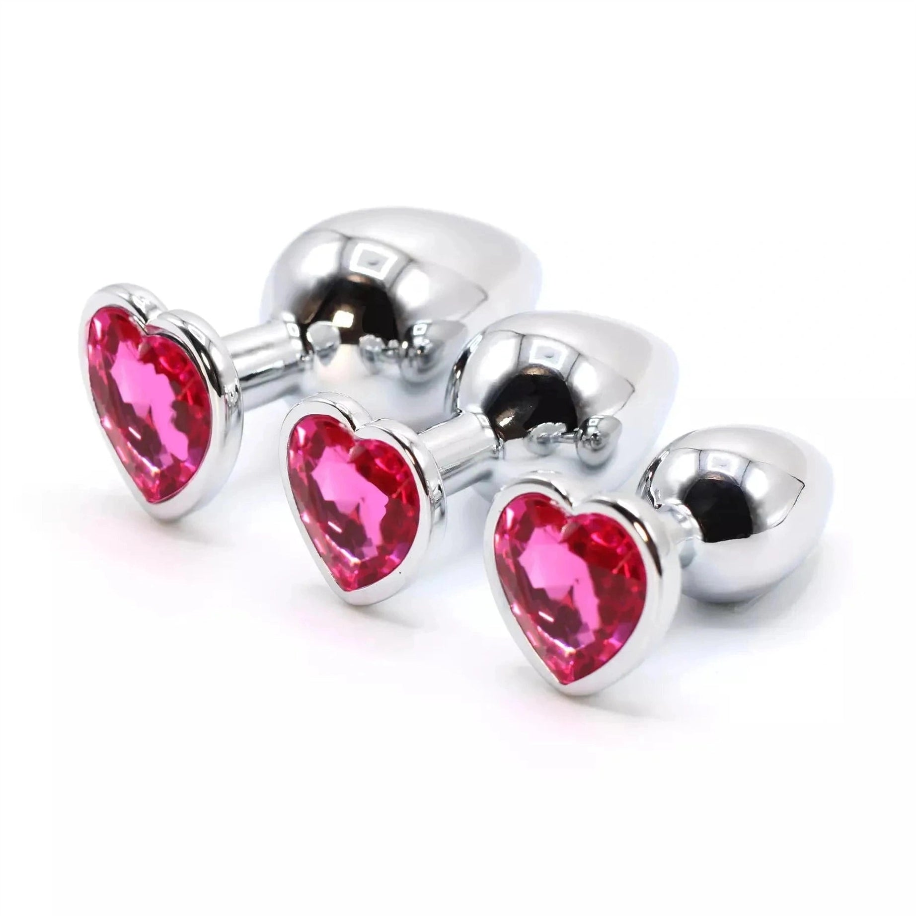 Plug anale in metallo con swarovsky a forma di cuore Fucsia
