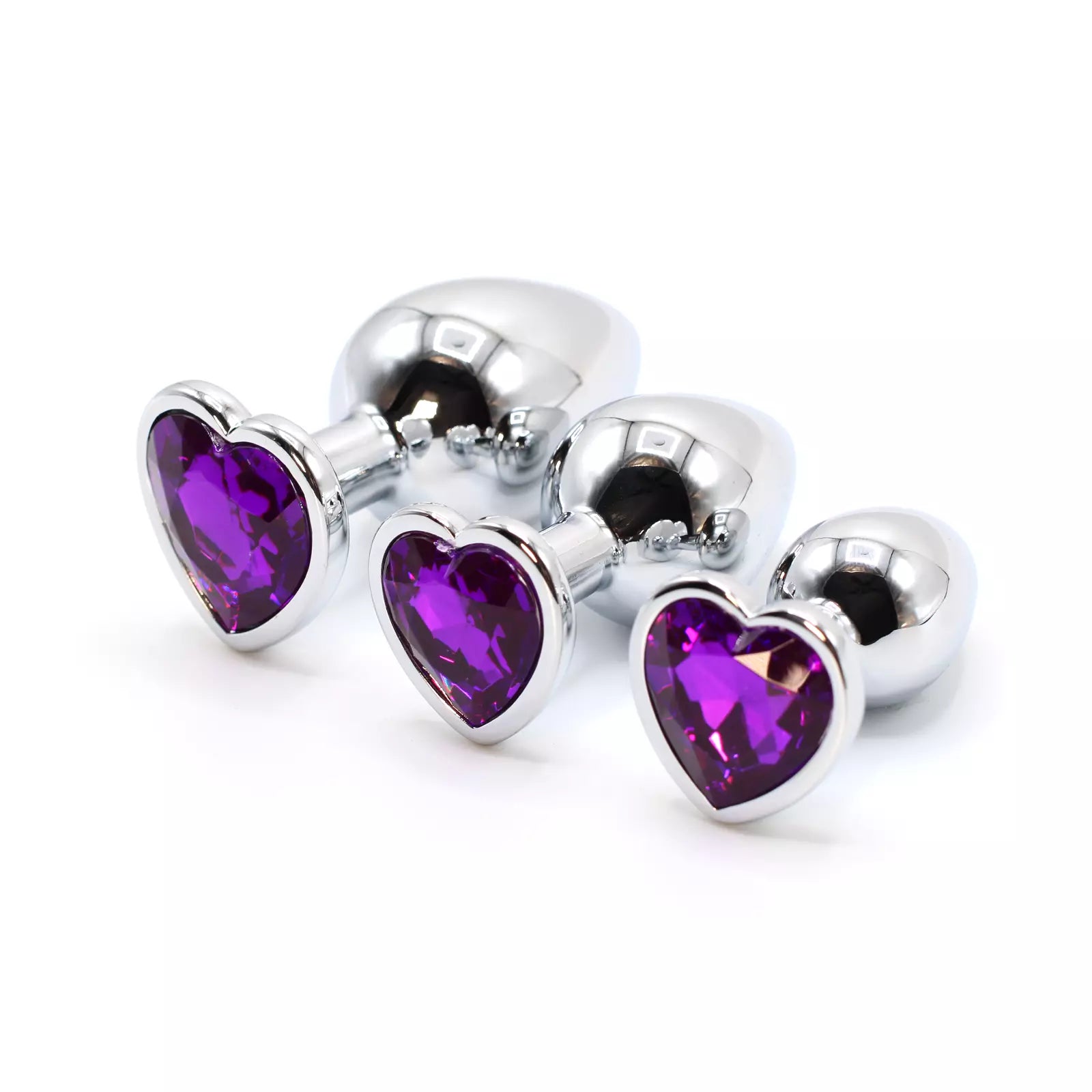 Plug anale in metallo con swarovsky a forma di cuore Viola - GoEstasy