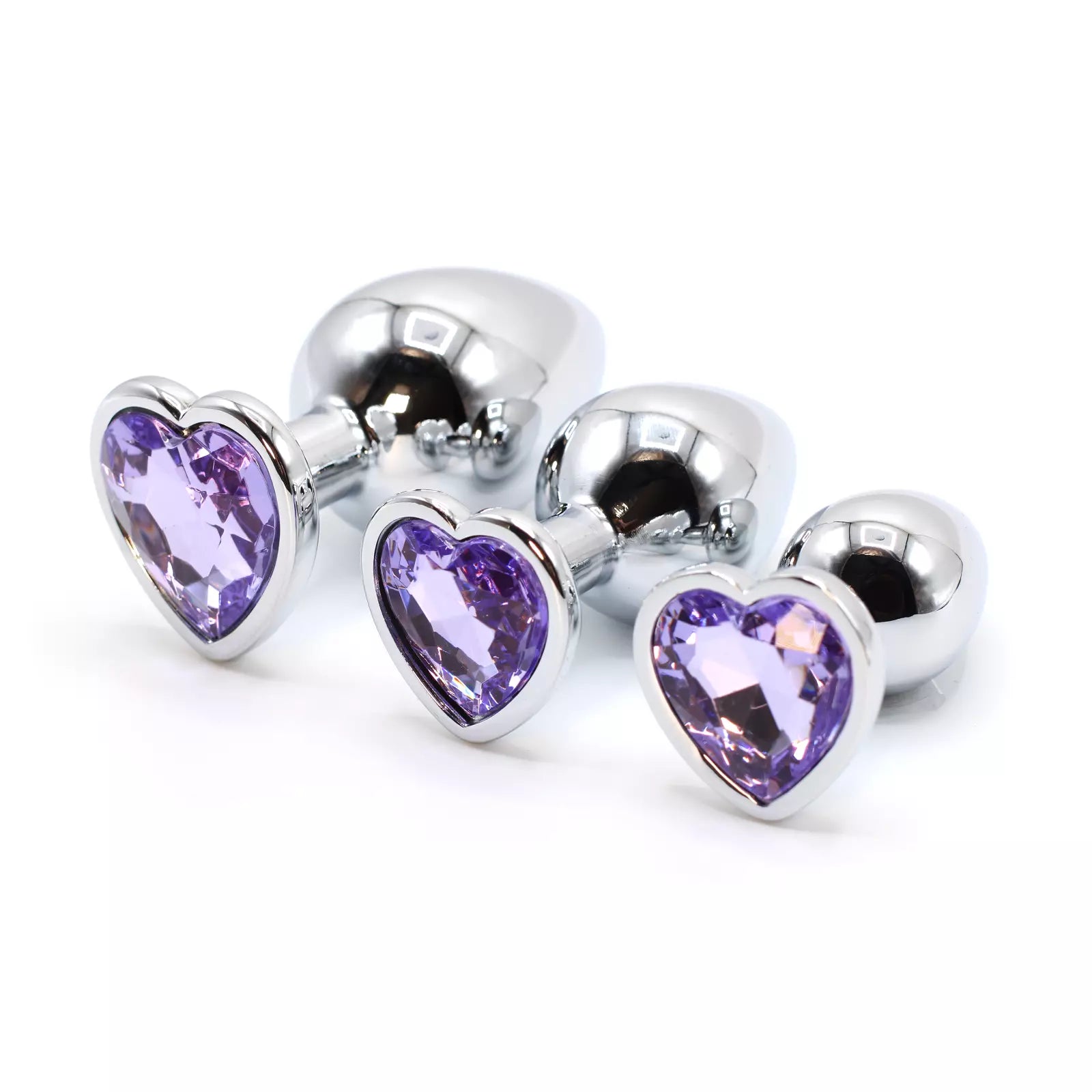 Plug anale in metallo con swarovsky a forma di cuore Lilla - GoEstasy