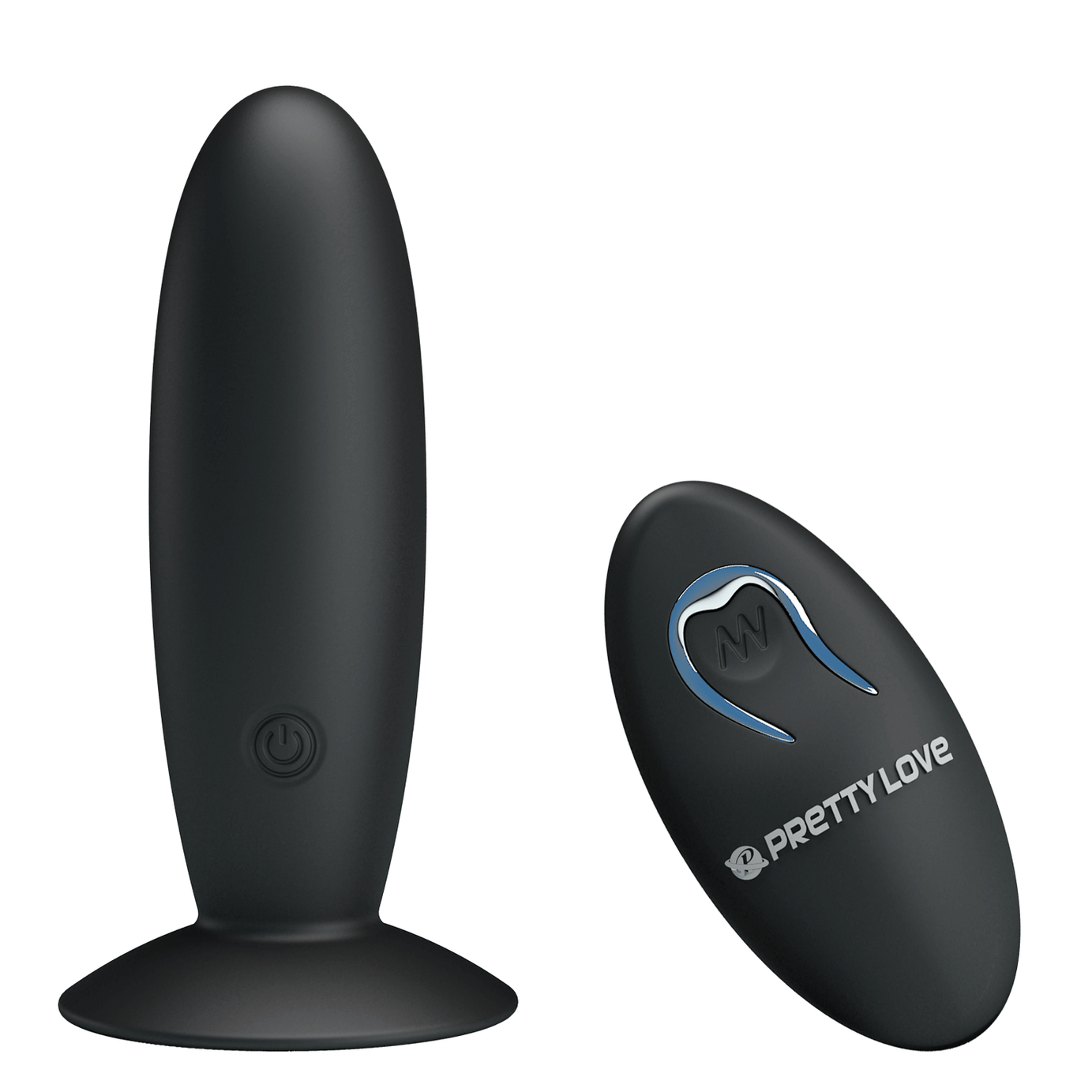 Plug de silicona anal con taza de succión, vibrante con control remoto inalámbrico, 12 modos de vibración, negro