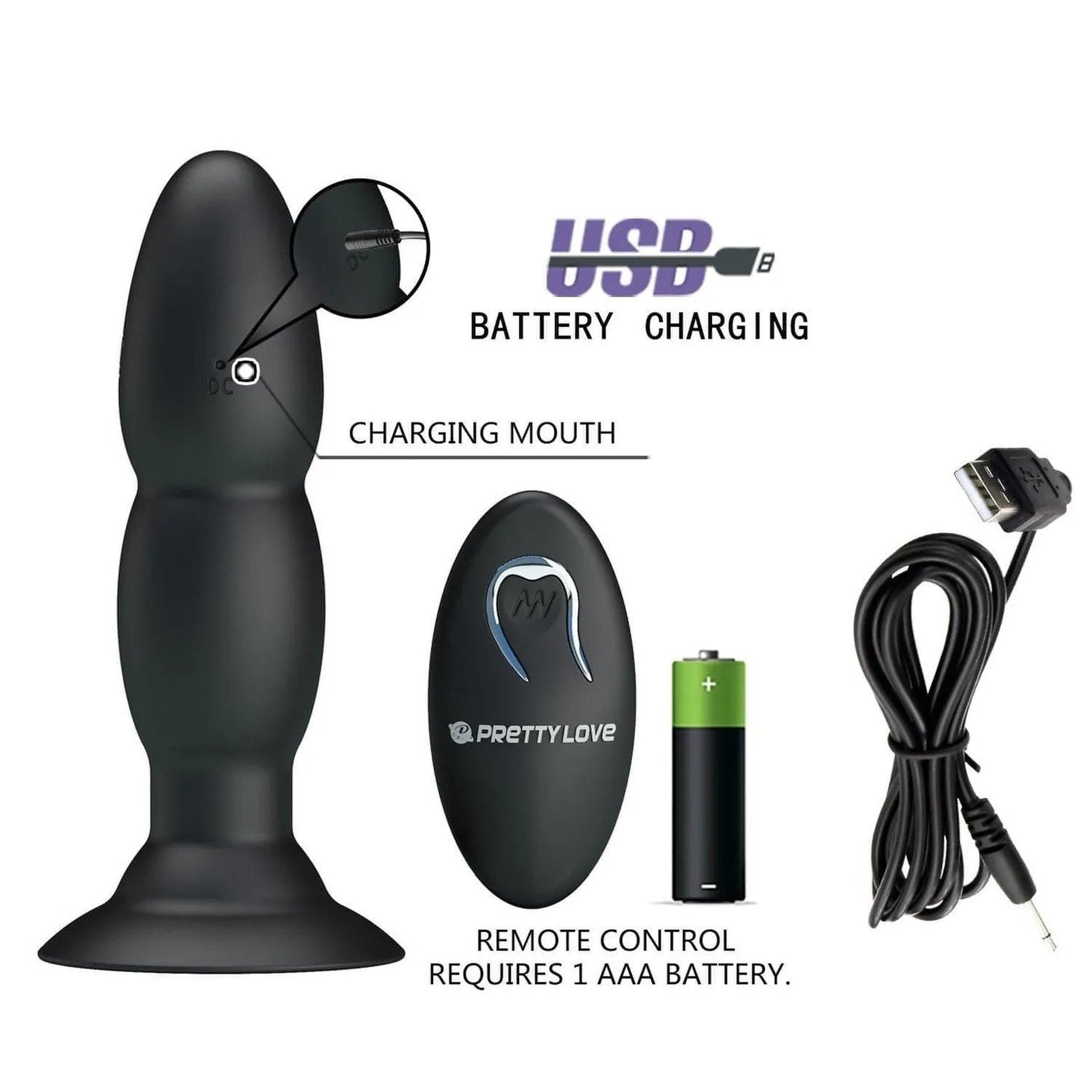 Plug anale vibrante wireless - Nero