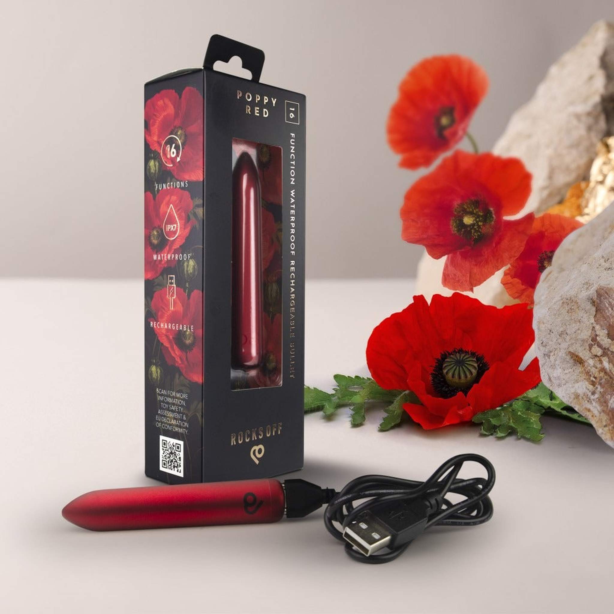 Poppy Red Bullet Vibrante Clitorideo Ricaricabile
