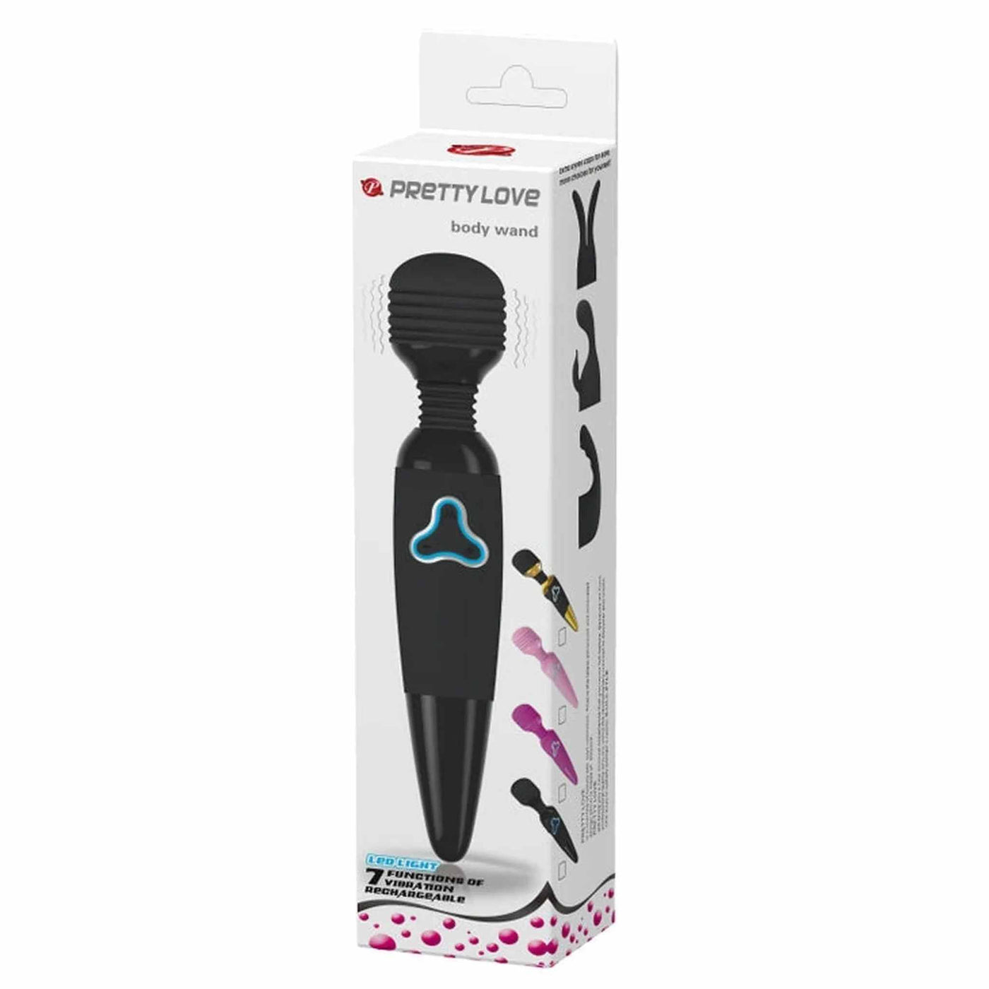 Scatola Power Wand Pretty Love 7 funzioni LED luce rossa ricarica testine intercambiabili