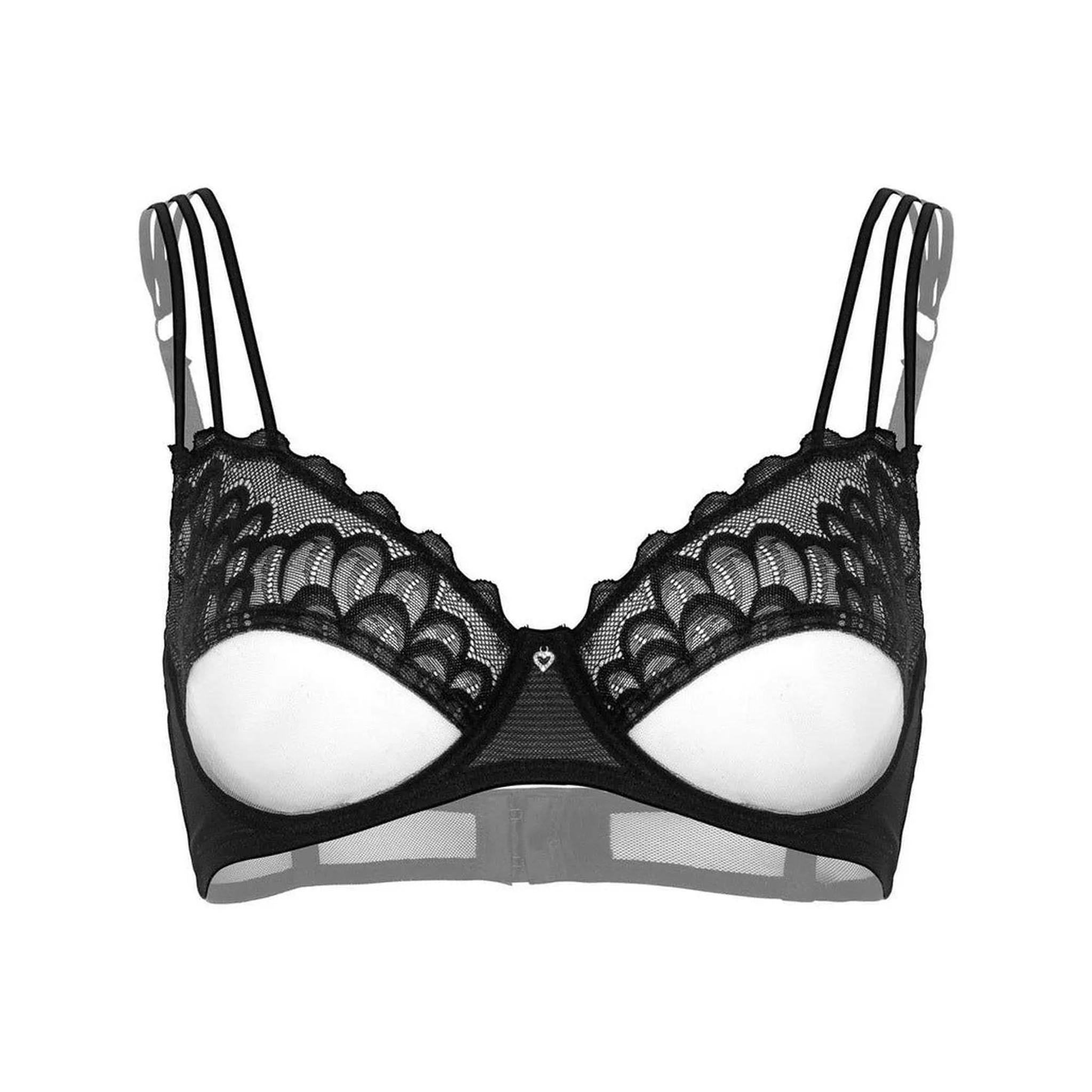 Reggiseno Sexy Con Pizzo Nero e Inserto Centrale Trasparente