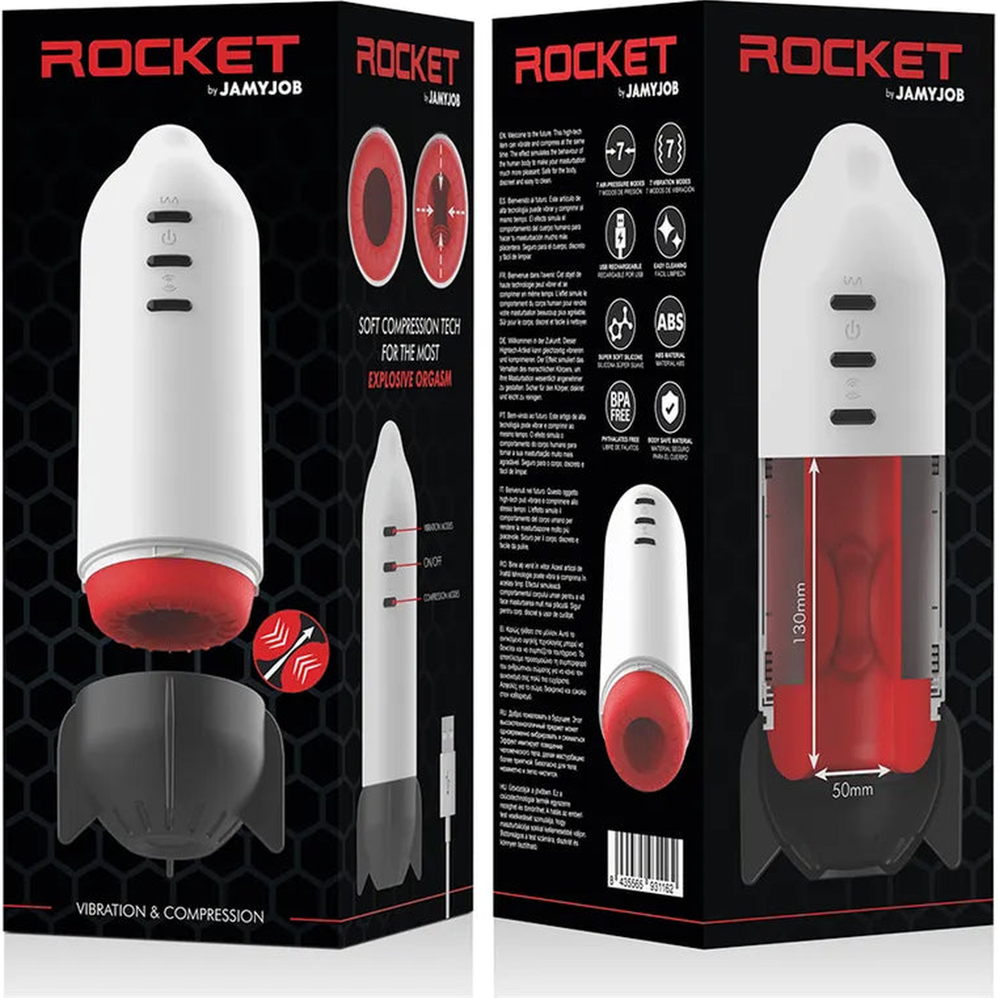 Rocket Masturbatore Elettrico A compressione e Vibrazione
