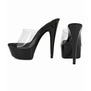 Sandali Sexy Neri con Plateau Trasparente in Vinile