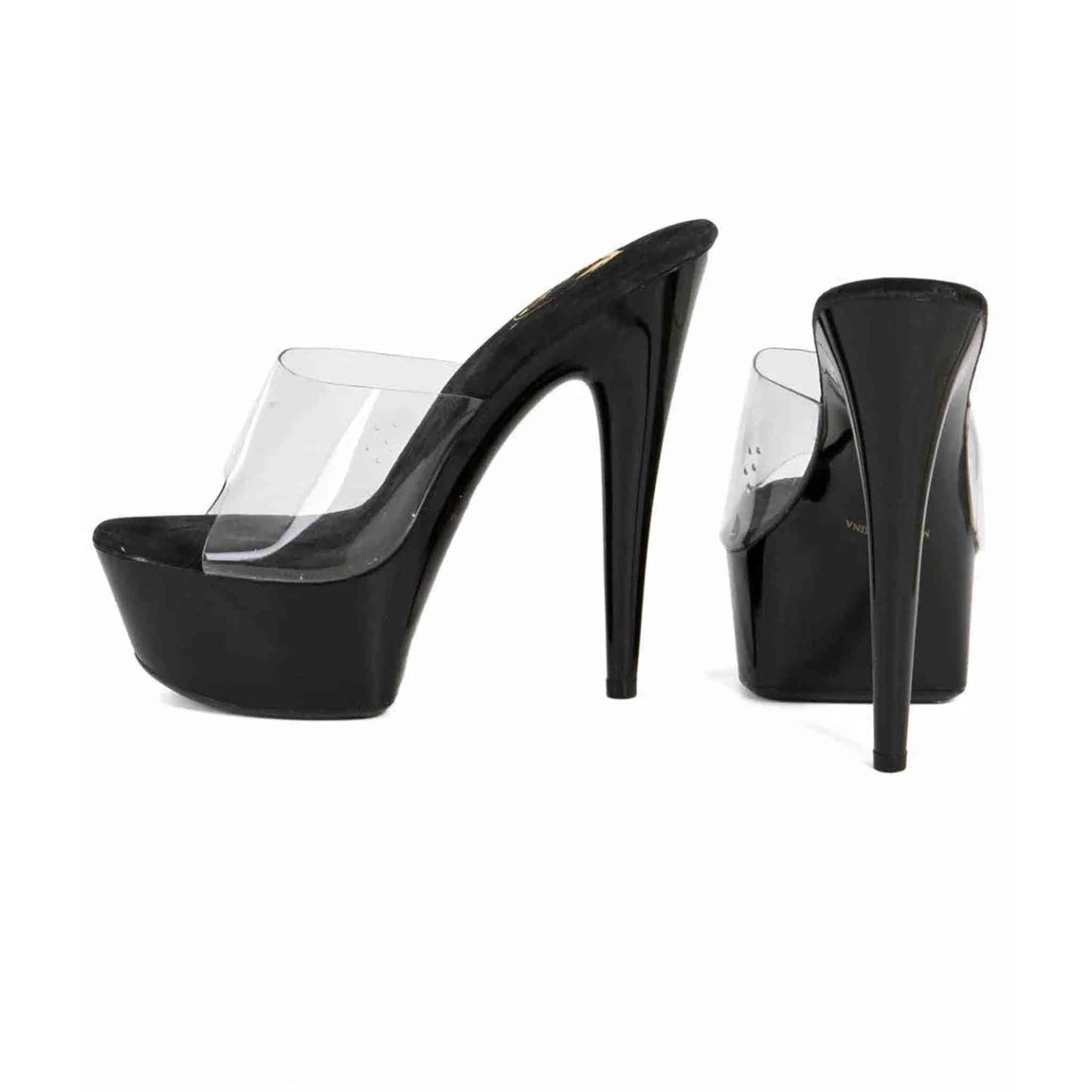 Sandali Sexy Neri con Plateau Trasparente in Vinile