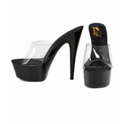 Sandali Sexy Neri con Plateau Trasparente in Vinile