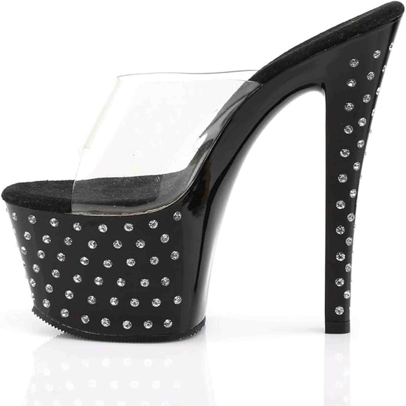 Sandalo Stardust Con Strass Plateau Trasparente Tacco 18