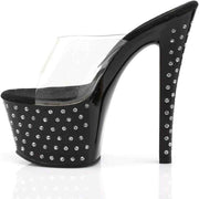 Sandalo Stardust Con Strass Plateau Trasparente Tacco 18