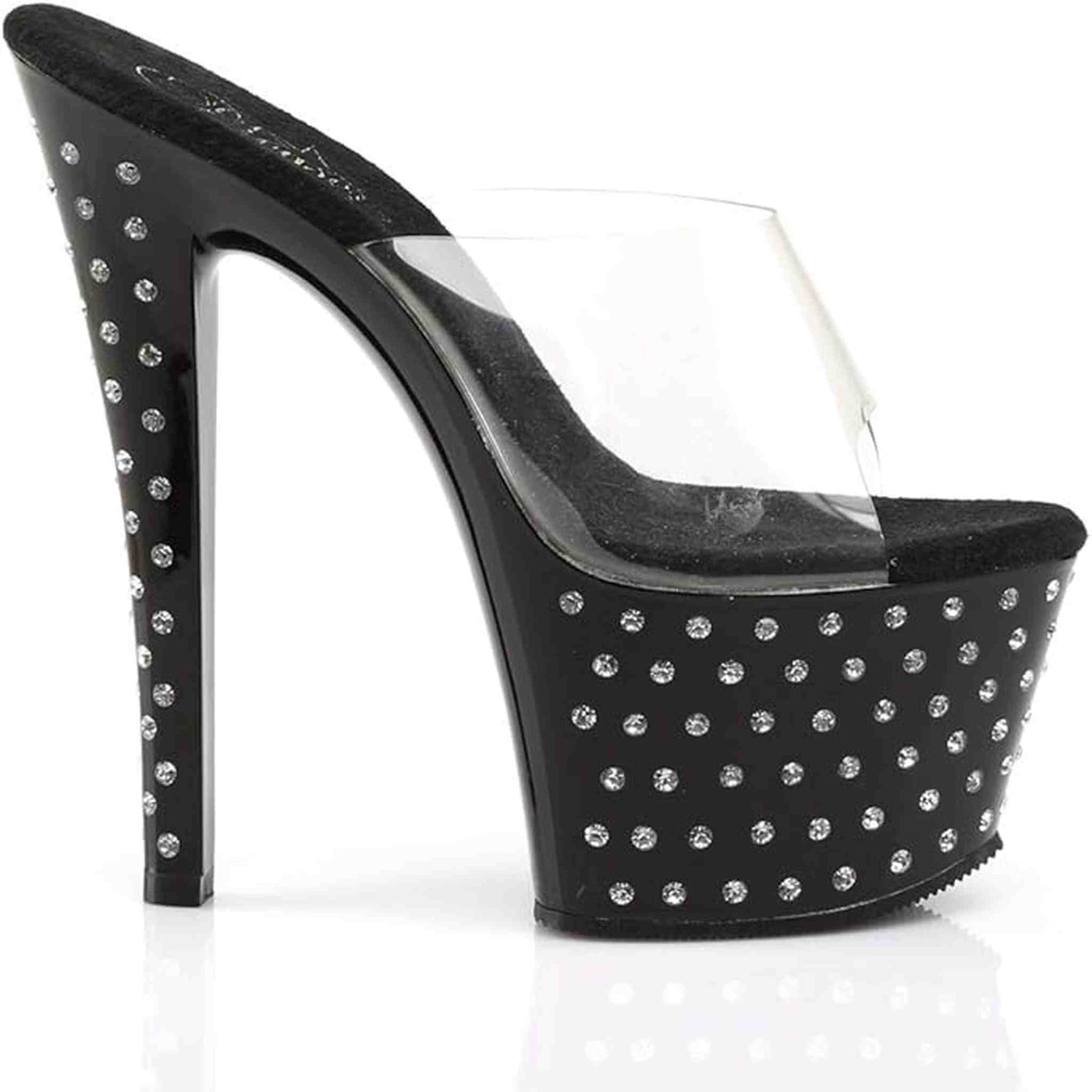Sandalo Stardust Con Strass Plateau Trasparente Tacco 18