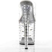 Sandalo Stardust Con Strass Plateau Trasparente Tacco 18
