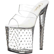 Sandalo Stardust Con Strass Plateau Trasparente Tacco 18