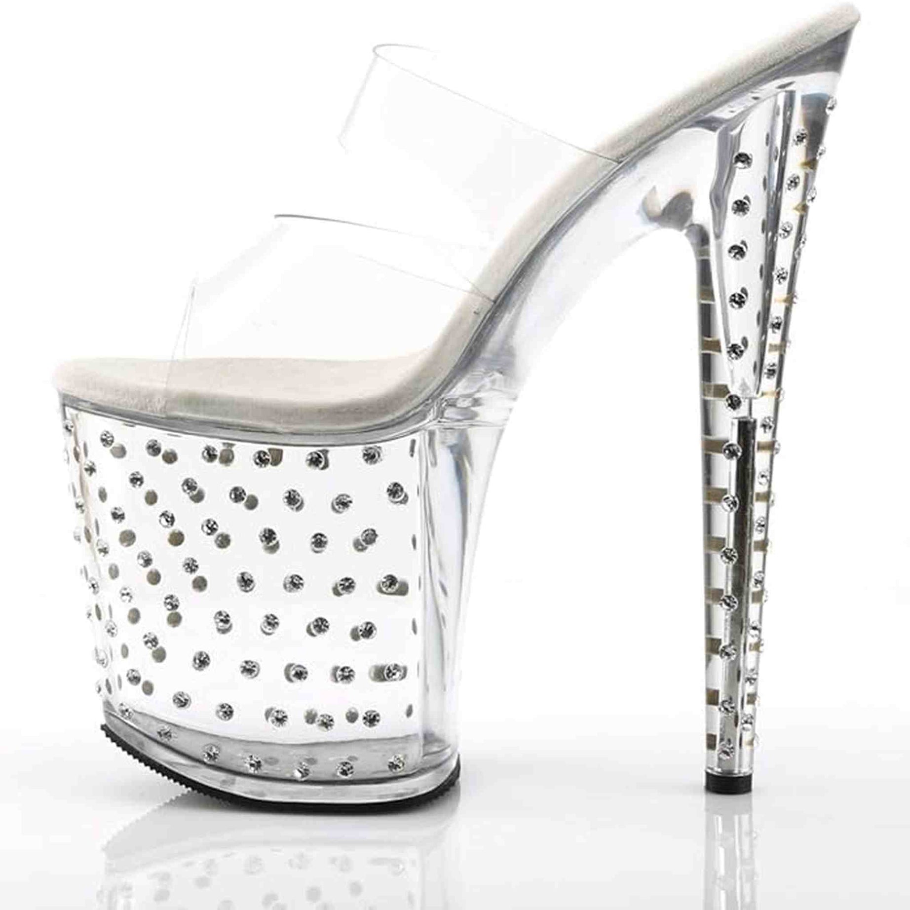 Sandalo Stardust Con Strass Plateau Trasparente Tacco 18