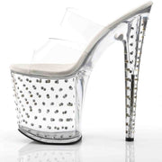 Sandalo Stardust Con Strass Plateau Trasparente Tacco 18