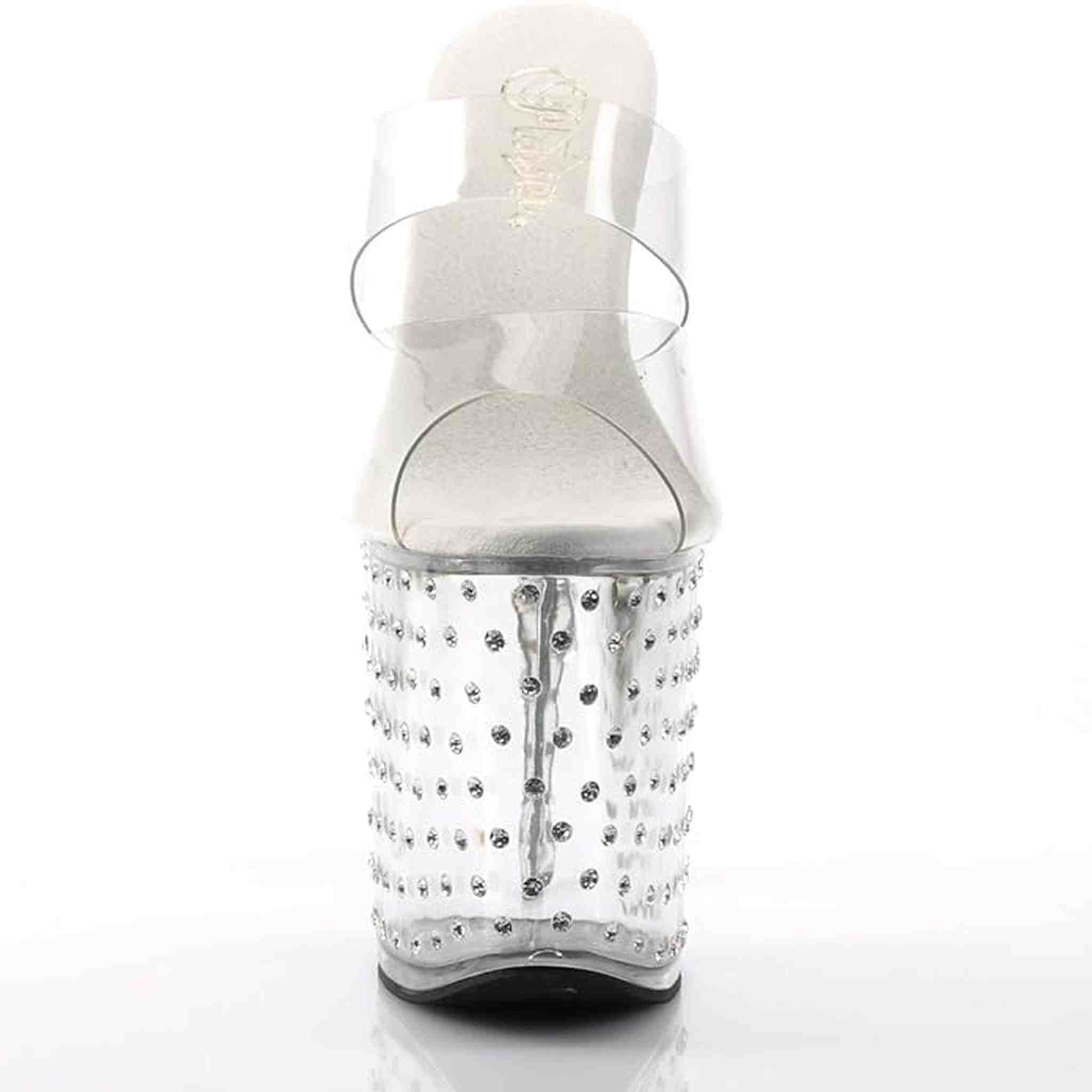 Sandalo Stardust Con Strass Plateau Trasparente Tacco 18