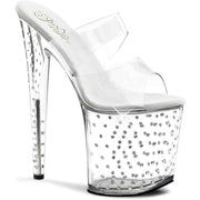 Sandalo Stardust Con Strass Plateau Trasparente Tacco 18