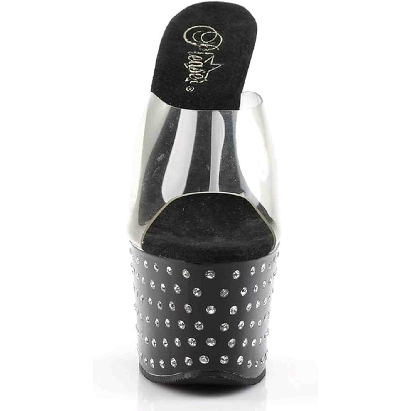 Sandalo Stardust Con Strass Plateau Trasparente Tacco 18