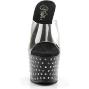 Sandalo Stardust Con Strass Plateau Trasparente Tacco 18