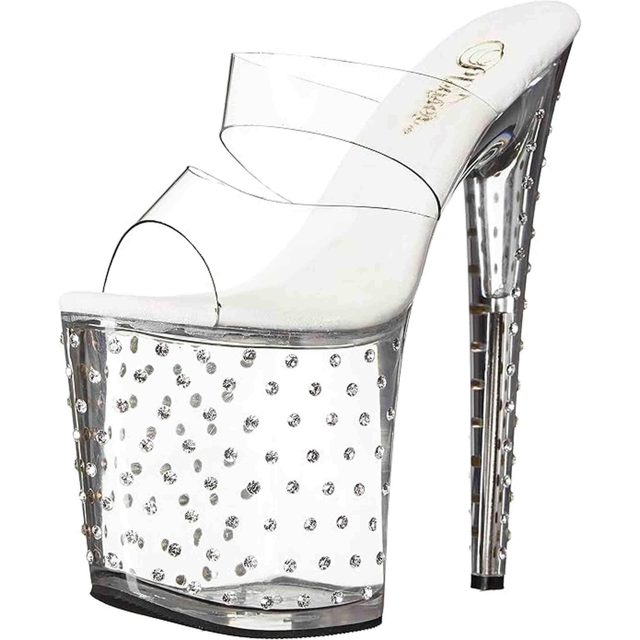 Sandalo Stardust Con Strass Plateau Trasparente Tacco 18