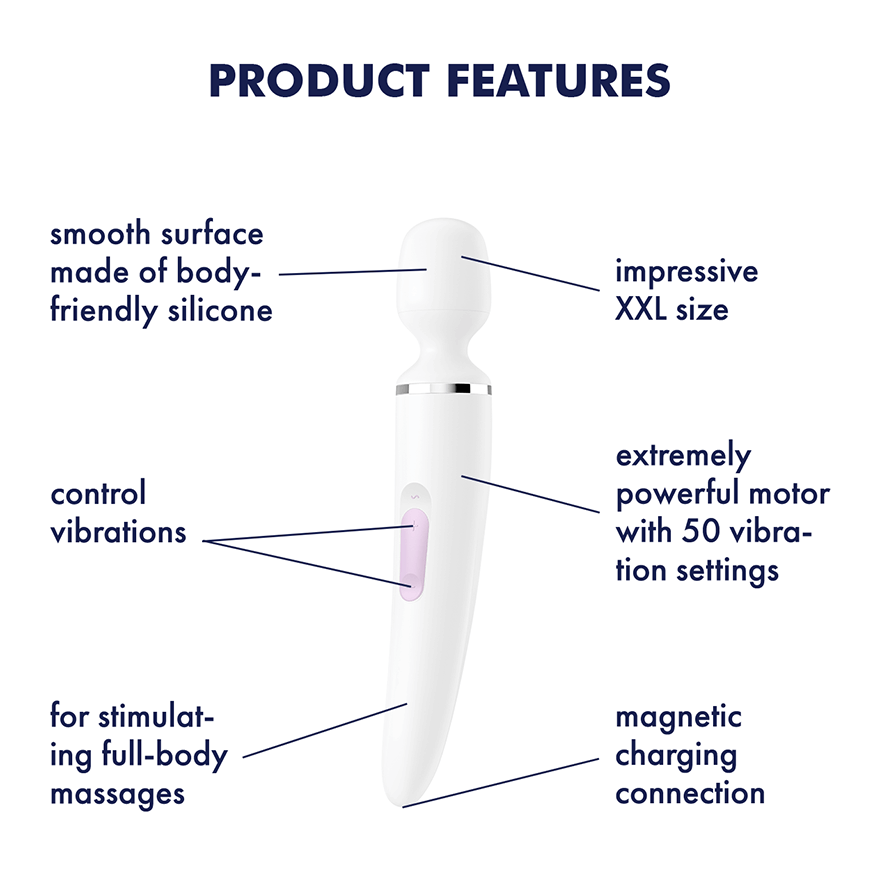 Satisfyer Wand-er Black con 50 Combinazioni di Vibrazione Diverse