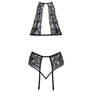 Set Lingerie Black Lace con Ricami Floreali
