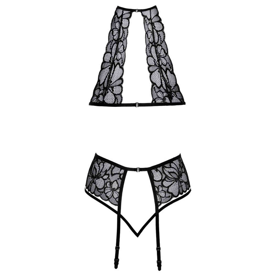 Set Lingerie Black Lace con Ricami Floreali